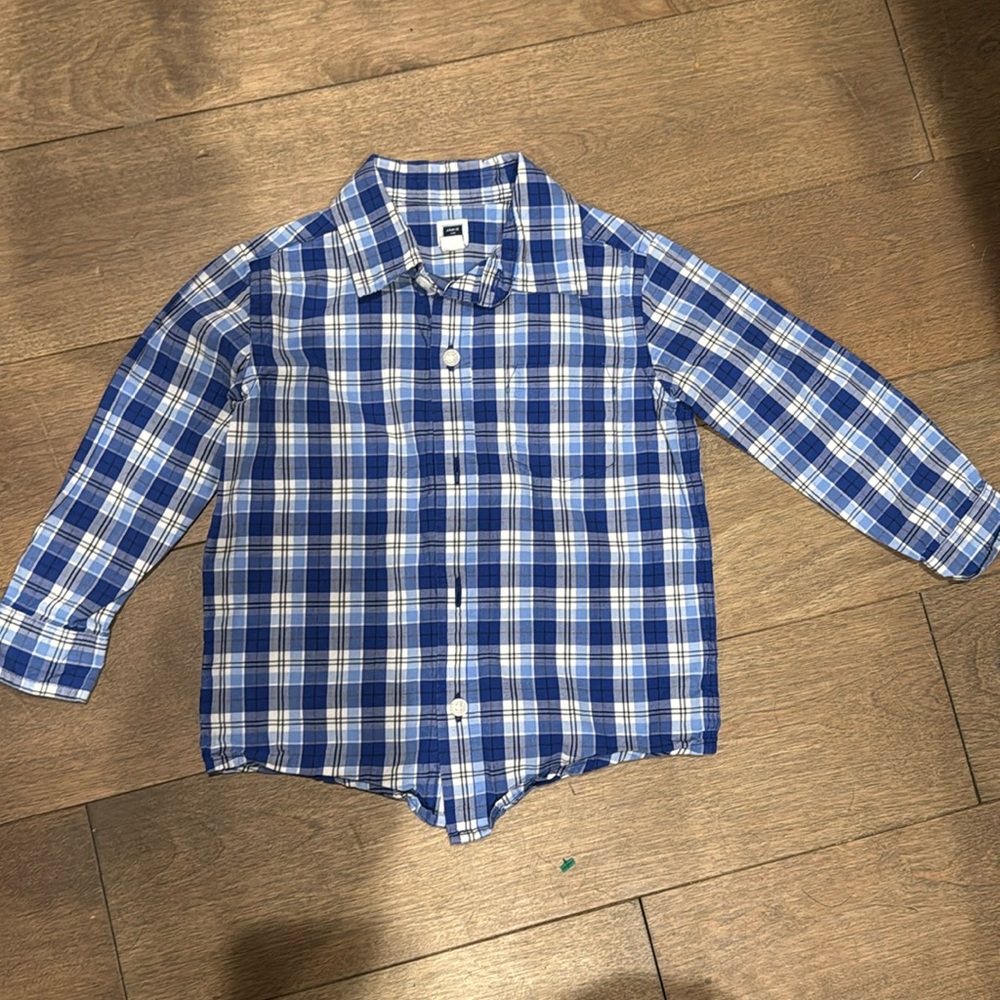 Janie and Jack 18-24M Button-Up Shirt checkered blue and white boys toddler